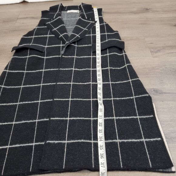 by Anthropologie Checkered Plaid Open Front Long Sweater Vest OS Preppy Career - Picture 8 of 11
